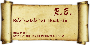 Ráczkövi Beatrix névjegykártya